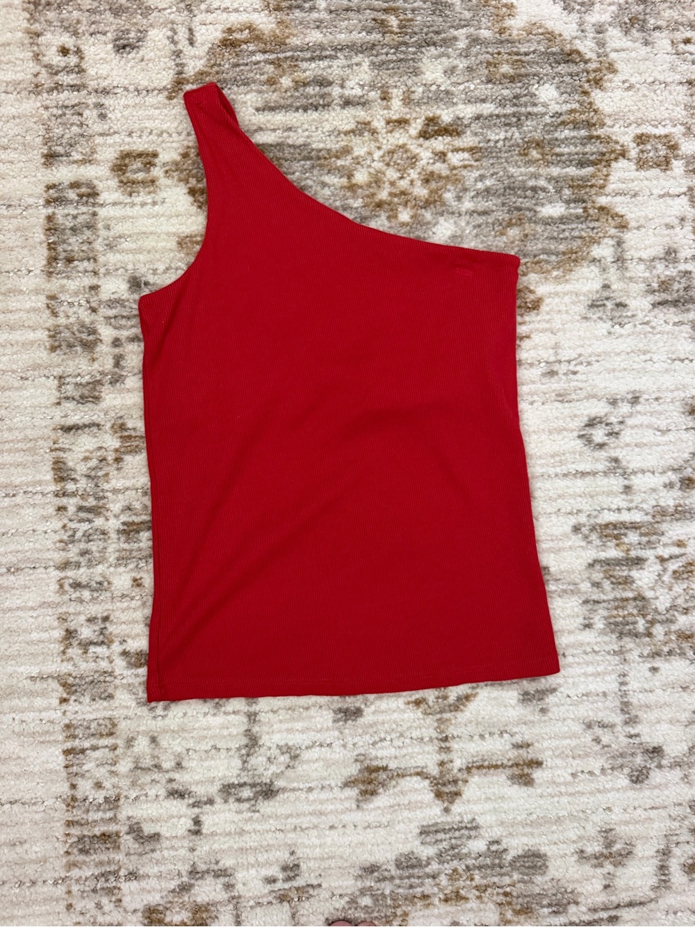 Target Red One-Shoulder Ribbed Tank Top